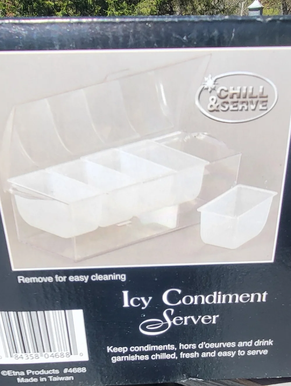 Ice Cooled Condiment Serving Container Chilled Garnish Tray with 5 Compartments